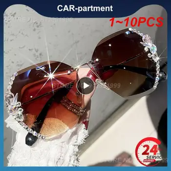 1-10 шт. Винтажные солнцезащитные очки без оправы со стразами UV400, модные Брендовые Дизайнерские солнцезащитные очки, ретро Режущие линзы, Градиентное Солнцезащитное стекло,