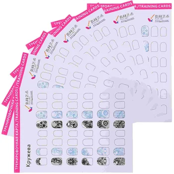12 Листов Тетрадь для раскрашивания Маникюрный набор Карточки для тренировки ногтей Раскрашенная бумага Инструмент для практики Инструменты