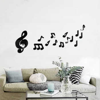12 шт. Музыкальных нот, Наклейка на стену, Классное зеркало, детские наклейки, Музыкальный инструмент