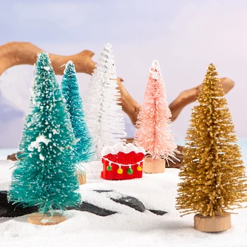 12шт Мини-миниатюр Рождественской елки, маленьких искусственных сосен, Сизаля, Снежного пейзажа, Рождественских Елок, украшения для кукольного домика Navidad.