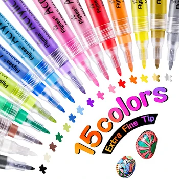 15 цветов, ручки для рисования с очень тонким наконечником 0,7 мм, акриловый маркер для наскальной живописи, акриловые художественные маркеры для детей и взрослых, изготовление открыток.