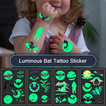 1шт Забавная Татуировка-ночник с летучей мышью, Светящиеся Временные Водонепроницаемые наклейки, 3D Флуоресцентная Зеленая Одноразовая Наклейка с татуировкой