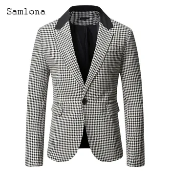 2023 Куртки с принтом Eleagnt в клетку на одной пуговице, Деловые Мужские костюмы, Блейзеры, Корейская мода, облегающий костюм, Топы, верхняя одежда