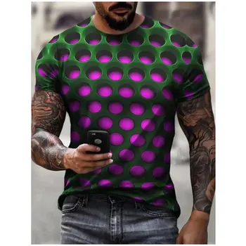 2023 Новая мужская футболка унисекс, 3D принт, графическая оптическая иллюзия, Круглый вырез, повседневные топы с короткими рукавами, уличная мужская футболка