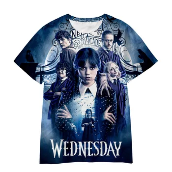 2023 Новая футболка с 3D-принтом Wednesday Addams Для мужчин, женщин и детей, летняя повседневная популярная одежда в новом стиле, футболки-топы