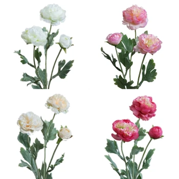 3 головки искусственных цветов Шелковый ранункулюс азиатский Свадебные украшения сада Цветочные букеты Цветочные композиции своими руками GXMA