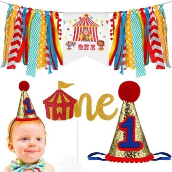 3 предмета, баннер для подарков на день рождения, Детский обеденный стул, Корона, Набор первых украшений, Шляпа, торт, флаг
