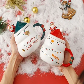 480 МЛ Рождественские Керамические Кружки Большой Емкости Чашка Кофе С Молоком Санта Клаус Веселая Рождественская Кружка 2023 Рождественский Подарок для Друзей и семьи