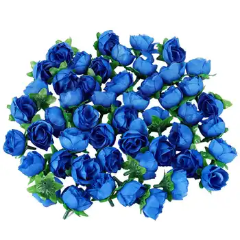 50 искусственных роз высотой 3 см для свадебного украшения темно-синего цвета