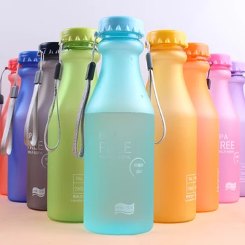 550 МЛ Спортивная бутылка для воды для детей, Небьющийся матовый спортивный чайник, Портативная герметичная бутылка для воды, сока с веревкой