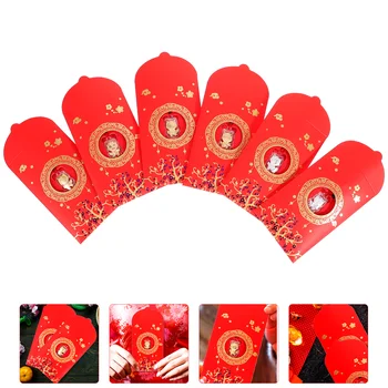 6 Шт Красный конверт в китайском стиле Конверты Медаль Новогодний Весенний фестиваль Бумажный подарок Наличными