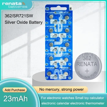 Renata 362 SR721SW AG11 LR721 162 Батарея из Оксида Серебра 1,55 В для Часовых Весов Кнопки Камеры Монетной Ячейки Швейцарского Производства