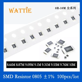SMD резистор 0805 1% 8,66 М 8,87 М 9,09 М 9,1 М 9,31 М 9,53 М 9,76 М 10 М 100 шт./лот микросхемные резисторы 1/8 Вт 2,0 мм * 1,2 мм