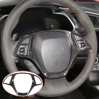 Автомобильная панель рулевого колеса из углеродного волокна, рамка, накладка, наклейка, Аксессуары для интерьера Chevrolet Corvette C7 2014-2019 