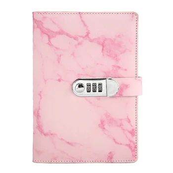 Блокноты с мраморной текстурой формата А5 для записей в дневнике с кодовым замком, Личный дневник путешествий, Офисный блокнот, Повестка дня - Розовый