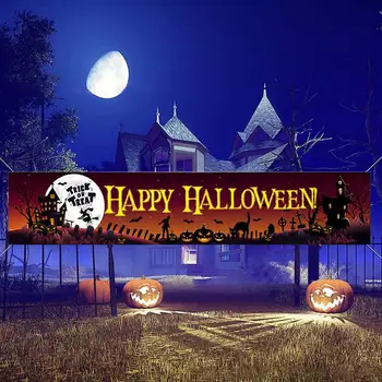 Бумажный баннер Happy Halloween Ужасная летучая мышь, тыква, ведьма, череп паука, гирлянда для вечеринки в честь Хэллоуина, подвесные украшения, флаги-овсянки