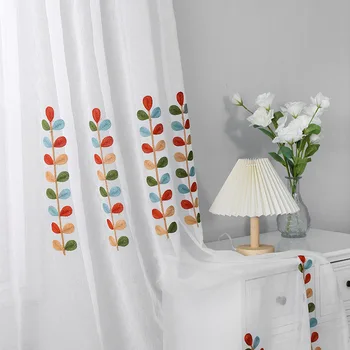 Вышивка в пасторальном стиле красочная нитка трава марлевый занавес шторы для гостиной роскошная спальня перегородка для комнаты