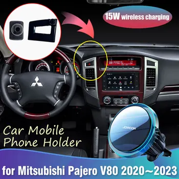 Держатель Телефона для Mitsubishi Pajero Montero Shogun V80 V90 2020 ~ 2023 Магнитная Беспроводная Зарядка С Подсветкой Аксессуары iPhone