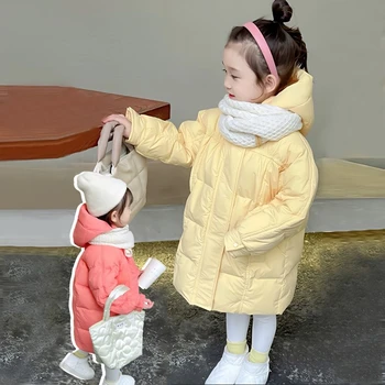 Детская парка и пальто с хлопковой подкладкой, утепленная теплая одежда, куртка с капюшоном на молнии для маленьких девочек, зимняя верхняя одежда для малышей Q714