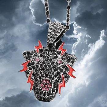 Изысканное креативное мужское ожерелье с подвеской в виде гепарда из черного горного хрусталя, модные мужские украшения в стиле рок-рэп на День благодарения и Рождество