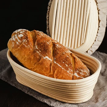 Корзина для теста из натурального ротанга, Корзина для расстойки, Пакет для закваски с плетеной ротанговой тканью для хлеба Banneton, Овальный хлеб для брожения