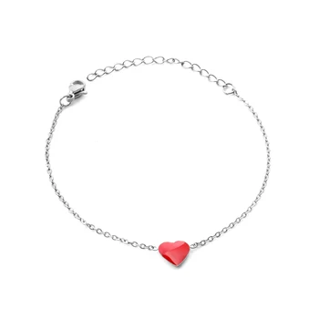 Красный Масляный браслет с сердечком из нержавеющей Стали, браслет-цепочка Для женщин, модные украшения, Романтический подарок для вечеринки на запястье