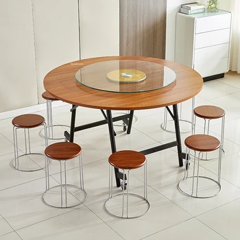 Легкие обеденные столы класса люкс из массива дерева, современная мебель для столовой, простой передвижной многофункциональный стол, домашний круглый складной стол