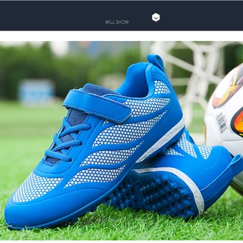 Маленький размер 28 29 Детская футбольная обувь с крючком и петлей, тренировочная обувь Ag Nail, обувь для соревнований по футболу на искусственной траве на открытом воздухе