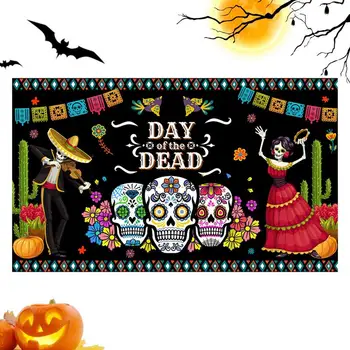 Мексиканский День Мертвых, Фон для фотосъемки, День Мертвых, Фон, Переносной Праздничный Настенный Баннер, Декор для гостиной