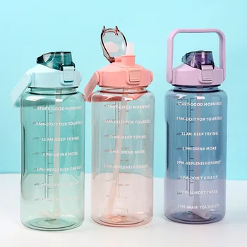 Напоминание о питье 2000 мл Пластиковая спортивная чашка для воды с градуированной бутылкой для воды Портативная Объемная чашка Бутылка для воды большой емкости