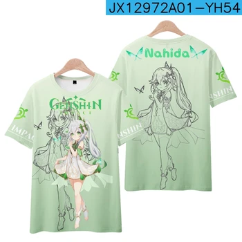Новый стиль, Футболка для косплея Genshin impact Nahida, детская футболка для мальчиков и девочек, Высококачественные Детские Топы с 3D принтом и короткими рукавами