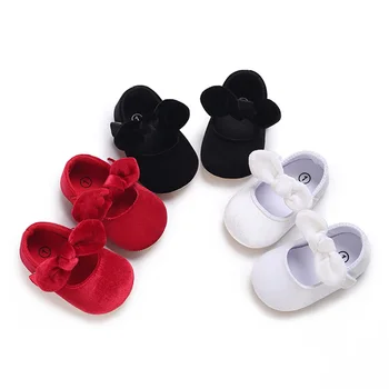 Обувь Принцессы для новорожденных девочек Pudcoco с мягким бантом, нескользящая подошва, обувь для первых ходунков, обувь для малышей 0-18 м
