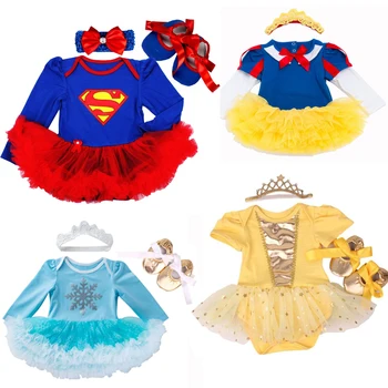 Одежда для маленьких девочек, костюм Эльзы и Анны для дня рождения, платье-пачка, комбинезон для новорожденных, комбинезон Bebe, одежда для маленьких девочек