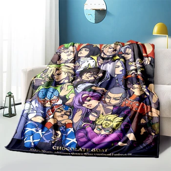 одеяло jojo's bizarre adventure для кроватей, Фланелевое тонкое одеяло на лето, Охлаждающее одеяло с защитой от скатывания, Портативное одеяло для пикника