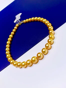 Ожерелье из филиппинских золотых бусин Nanyang 10-13,9 мм, бусина из натуральной морской воды, пряжка из 14-каратного золота, круглая, прочная, легкая, элегантный стиль