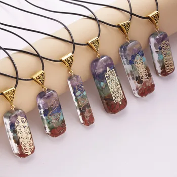 Ожерелье из цветного натурального камня, семицветное каменное ожерелье с цветным камнем, ожерелье для йоги Colar Masculino, подвеска-талисман