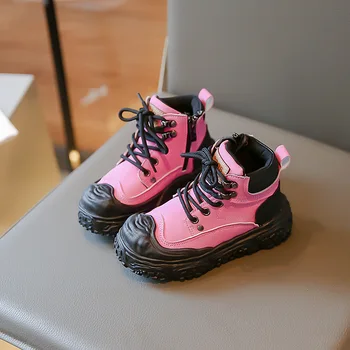 Осенние детские ботинки Martin из искусственной кожи для мальчиков и девочек, весенняя модная обувь в корейском стиле 2023 года, модная обувь для детей