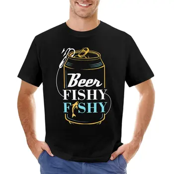 Пиво, Рыба И Забавная Простая футболка для рыбалки, футболки для любителей спорта, черная футболка, мужские футболки с графическим рисунком, большие и высокие
