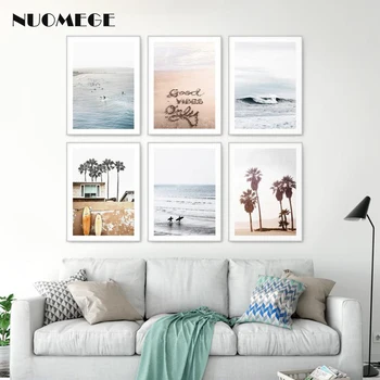 Плакат в скандинавском стиле, картина на холсте с Калифорнийским океаном, картина для украшения гостиной, пейзаж, настенная картина, украшение
