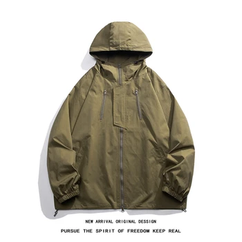 Повседневные куртки для мужчин, технологичная одежда, Ветрозащитный черно-зеленый военный бомбер-карго 2023, Весенне-осенняя одежда Оверсайз 6XL 7XL 8XL