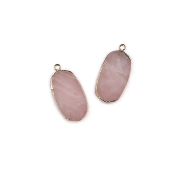 Подвески из натурального камня с кристаллами, позолоченный розовый кварц высокого качества для изготовления модных ювелирных изделий, женское ожерелье 