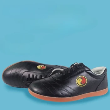 Популярные кроссовки для единоборств унисекс, черные, белые, женские туфли для тайцзицюань, Кожаная обувь для кунг-фу для мужчин, износостойкая спортивная обувь