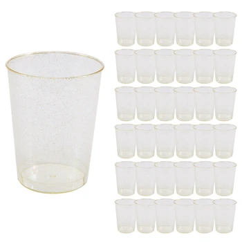 Прозрачные пластиковые стаканчики, пластиковые стаканы с золотым блеском, Многоразовые Стаканчики для напитков, Вечерние Бокалы для шампанского, коктейль На Десерт