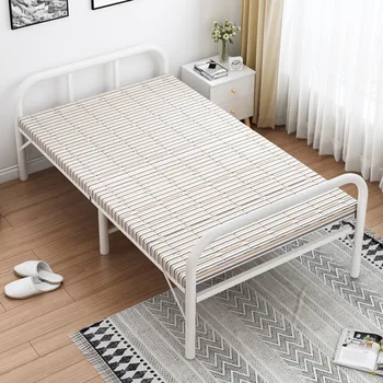 Раскладная кровать односпальная кровать офисный сон простая двухместная комната для аренды портативный 1,2 м домашний обеденный перерыв жесткая кровать мебель для спальни