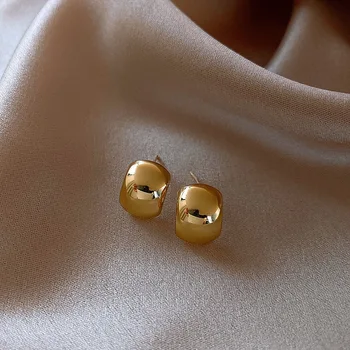 Ретро металлические серьги-гвоздики золотого цвета в виде маленького круга для женщин, Корейская мода, элегантные серьги для свадебной вечеринки, ювелирные аксессуары