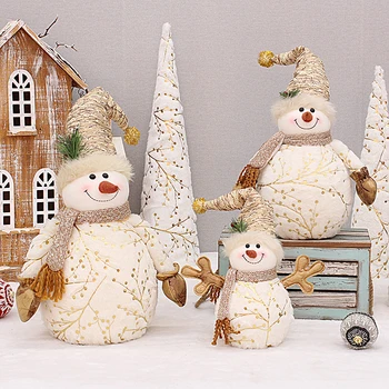 Рождественское украшение Снеговик большого размера Кукла Короткий Плюшевый Снеговик для дома Рождественское Украшение 2023 Подарок для детей на Новый Год
