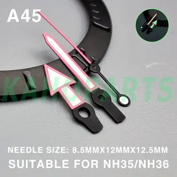 Розовая отделка в форме стрелки, зеленые стрелки Lume для часов Miyota NH35 NH36 4R/7S/NH38