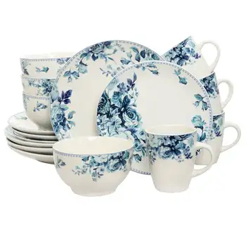Традиционный Элегантный набор посуды Blue Rose из 16 предметов