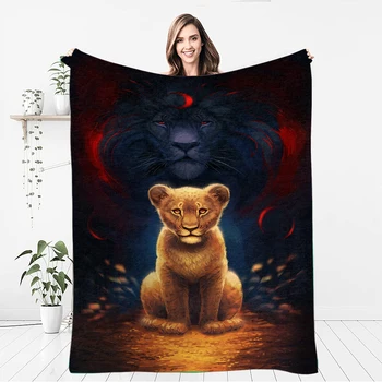 Фланелевое одеяло с рисунком сказочного тигра, Мягкие флисовые пледы для спальни, дивана, чехла для подарков для пикника в полдень