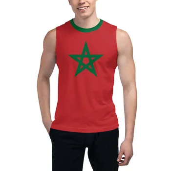 Футболка без рукавов с изображением флага Марокко, 3D Мужская футболка для мальчиков, майки для тренажерных залов, майки для бега трусцой, Баскетбольный тренировочный жилет